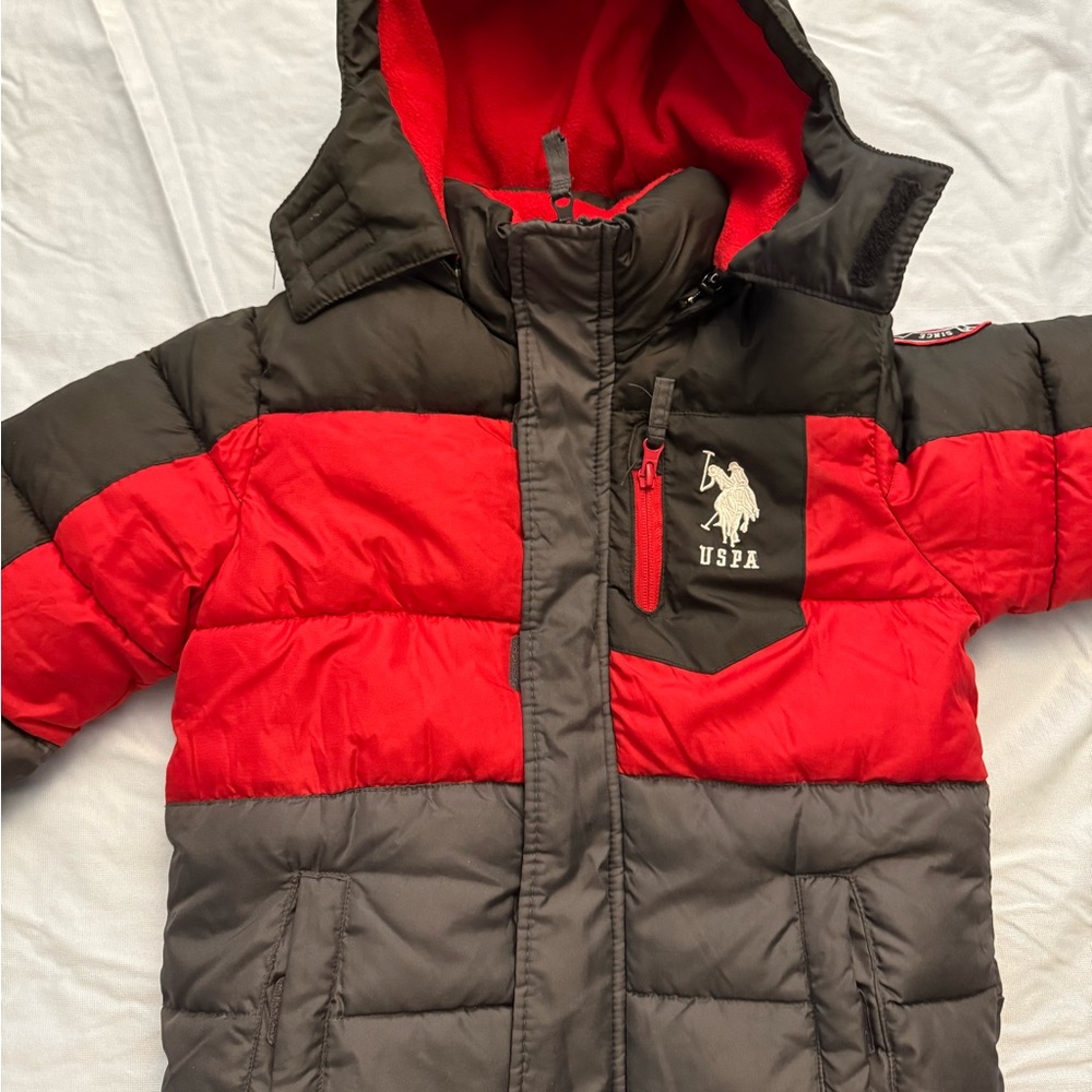 USPA Red and Black Puffer Jacket